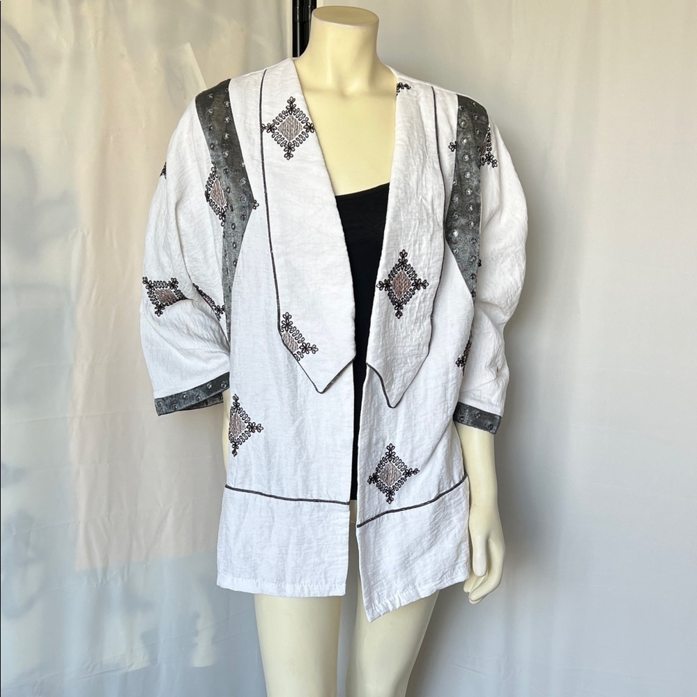Morin Embroidered Open Front Jacket